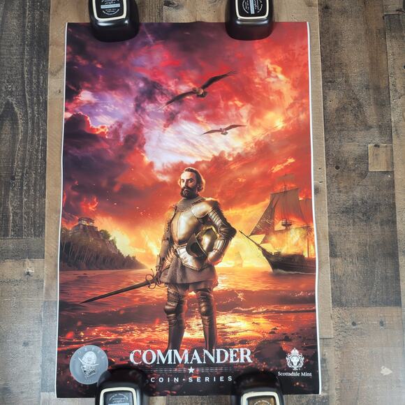Scottsdale Mint 2024 Cortes Commander Coin Series Poster White Border 30x20 New - Picture 1 of 12